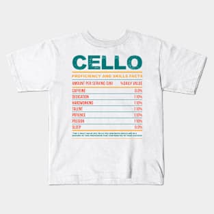 Funny Cello Nutritional Facts Kids T-Shirt